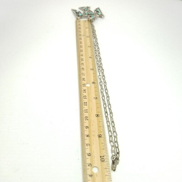 Vintage St Labre Thunderbird Southwestern Brooch Pendant Necklace Silver Tone - Picture 8 of 10